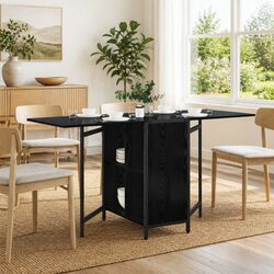 Extendable Dining Table 144x60x75cm Black Oak Kitchen Room Furniture Rectangular