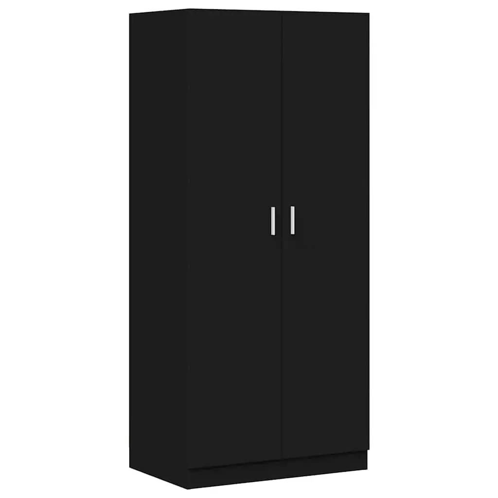 Wardrobe Cabinet Black 80x52x180 cm Storage Cupboard Engineered Wood Hanging Rod