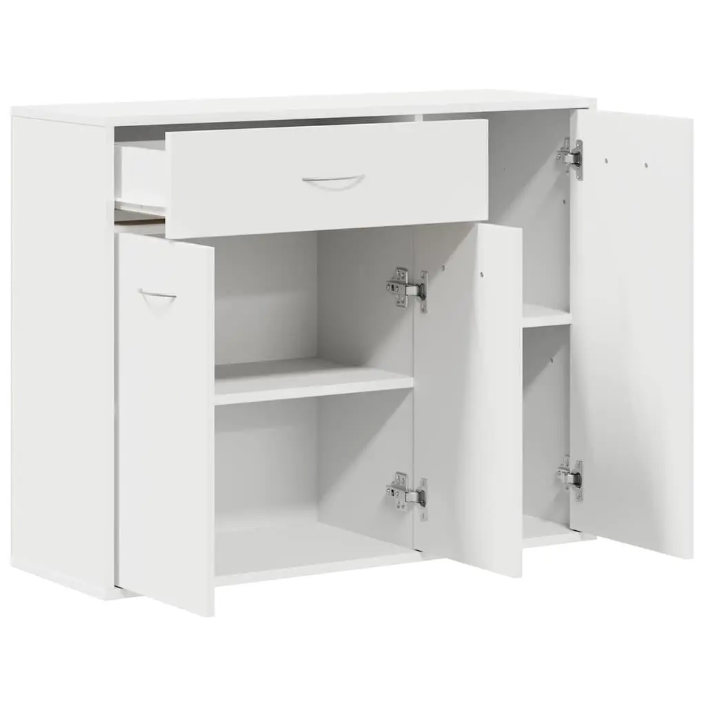 Sideboard 88x30x70 cm White Engineered Wood Storage Cabinet with Drawer and Doors