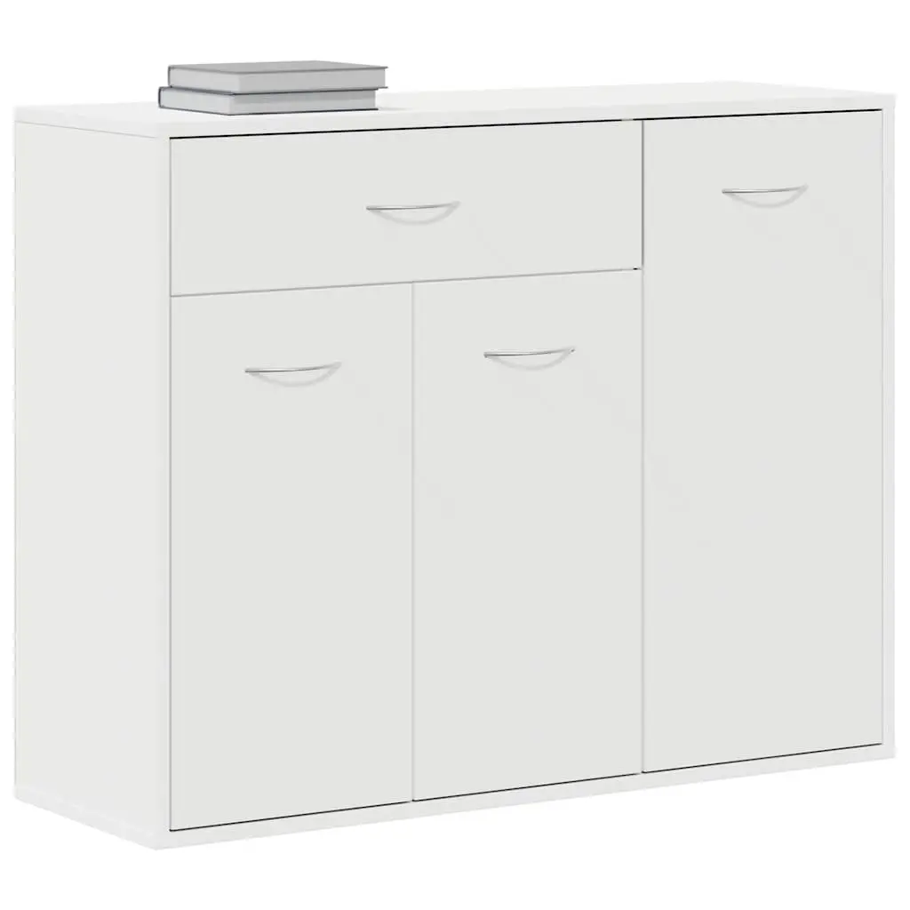 Sideboard 88x30x70 cm White Engineered Wood Storage Cabinet with Drawer and Doors