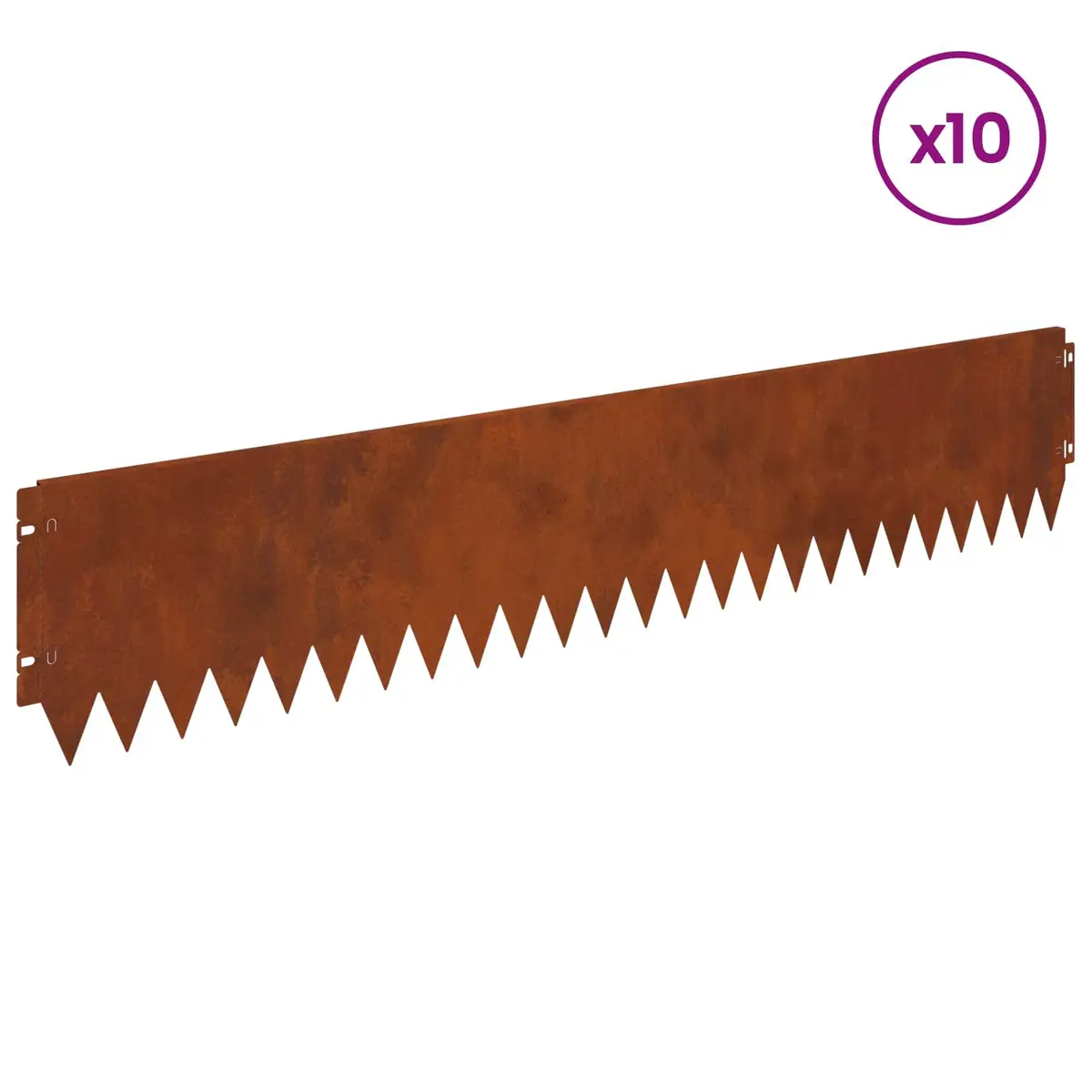 Garden Lawn Edging 10 Piece Bent Top Steel Border Edge Rusty 103x20cm