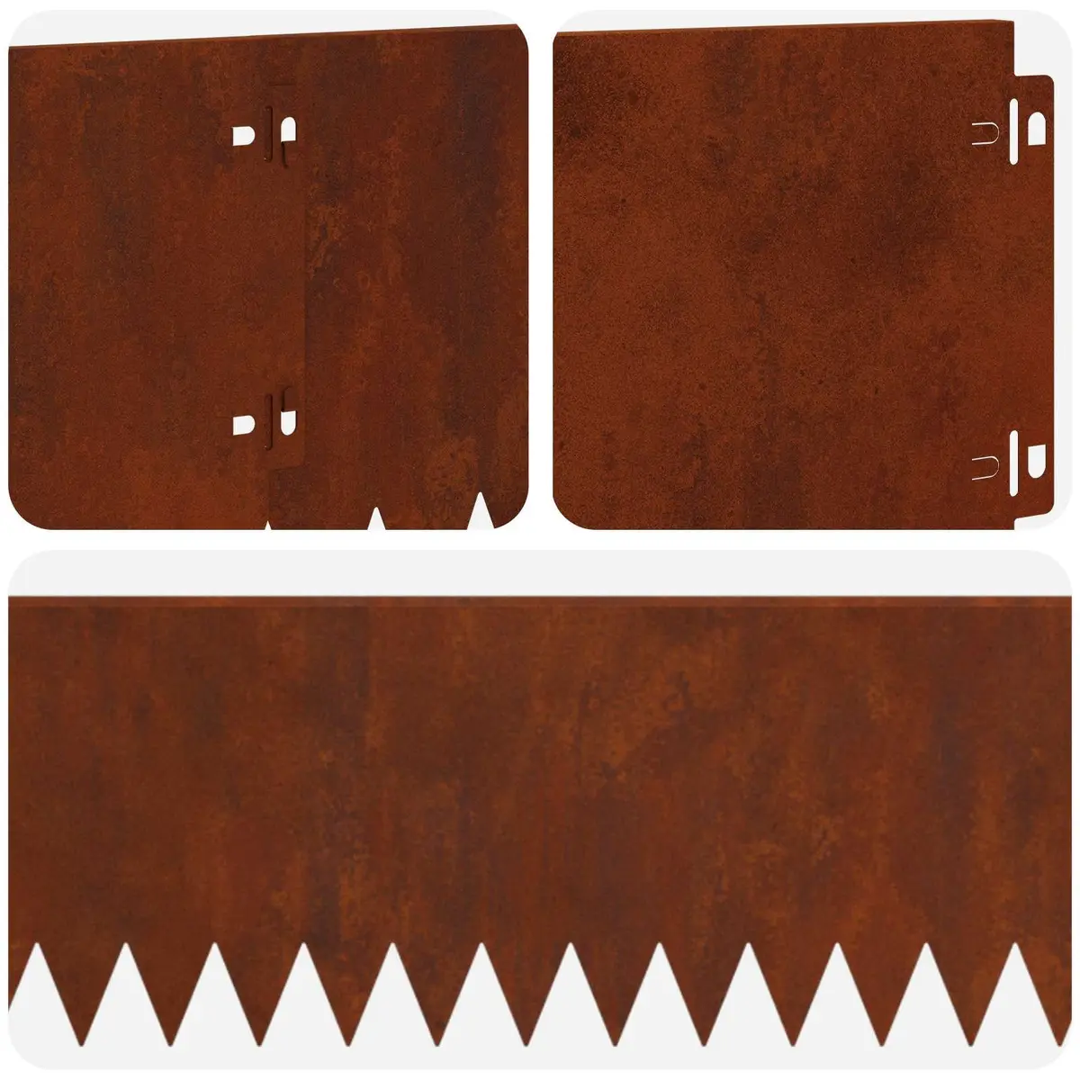 Garden Lawn Edging 10 Piece Bent Top Steel Border Edge Rusty 103x20cm