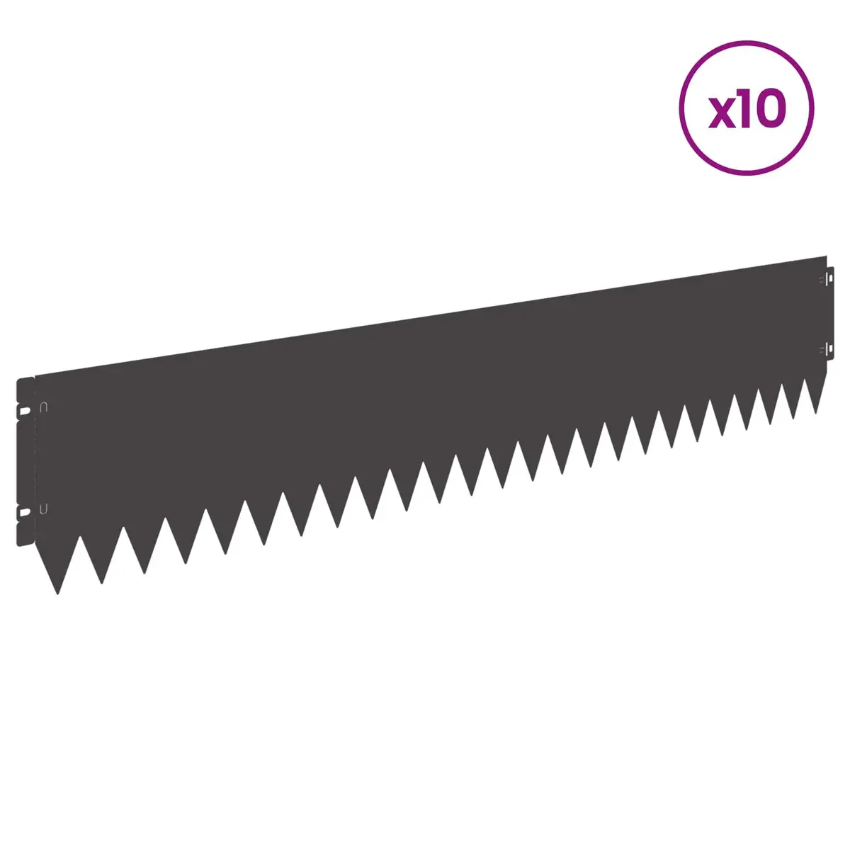 Garden Lawn Edging 103x20cm Steel Border Fold Top Landscape Edge Black 10 Piece