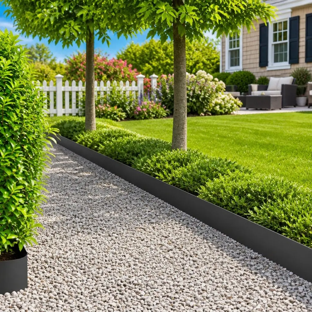 Garden Lawn Edging 20pcs 103x20cm Steel Border Fold Top Landscape Edge Black