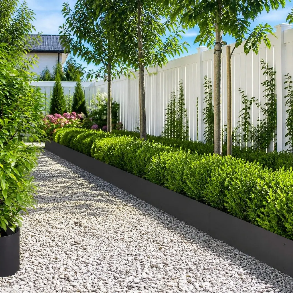 Garden Lawn Edging 20 Piece 103x25cm Steel Border Edge Black Top Fold