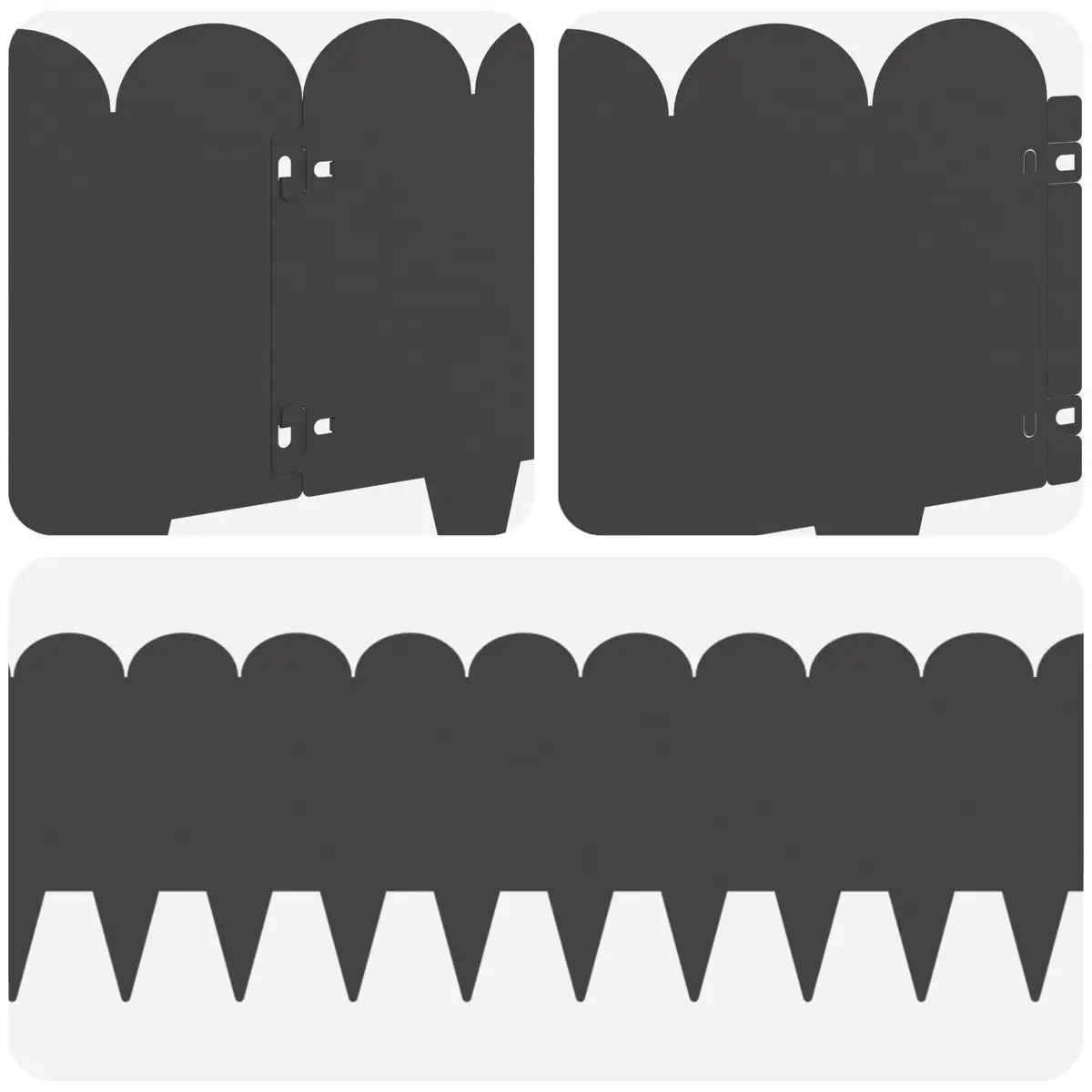 Steel Lawn Edging 103x25cm Durable Powder-Coated Black Sharp and Round Top 20 Piece
