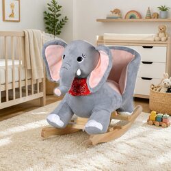 Elegant Elephant Baby Bouncer Rocker in Grey Plush