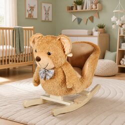 Comforting Brown Plush Teddy Bear Rocking Toy for Kids