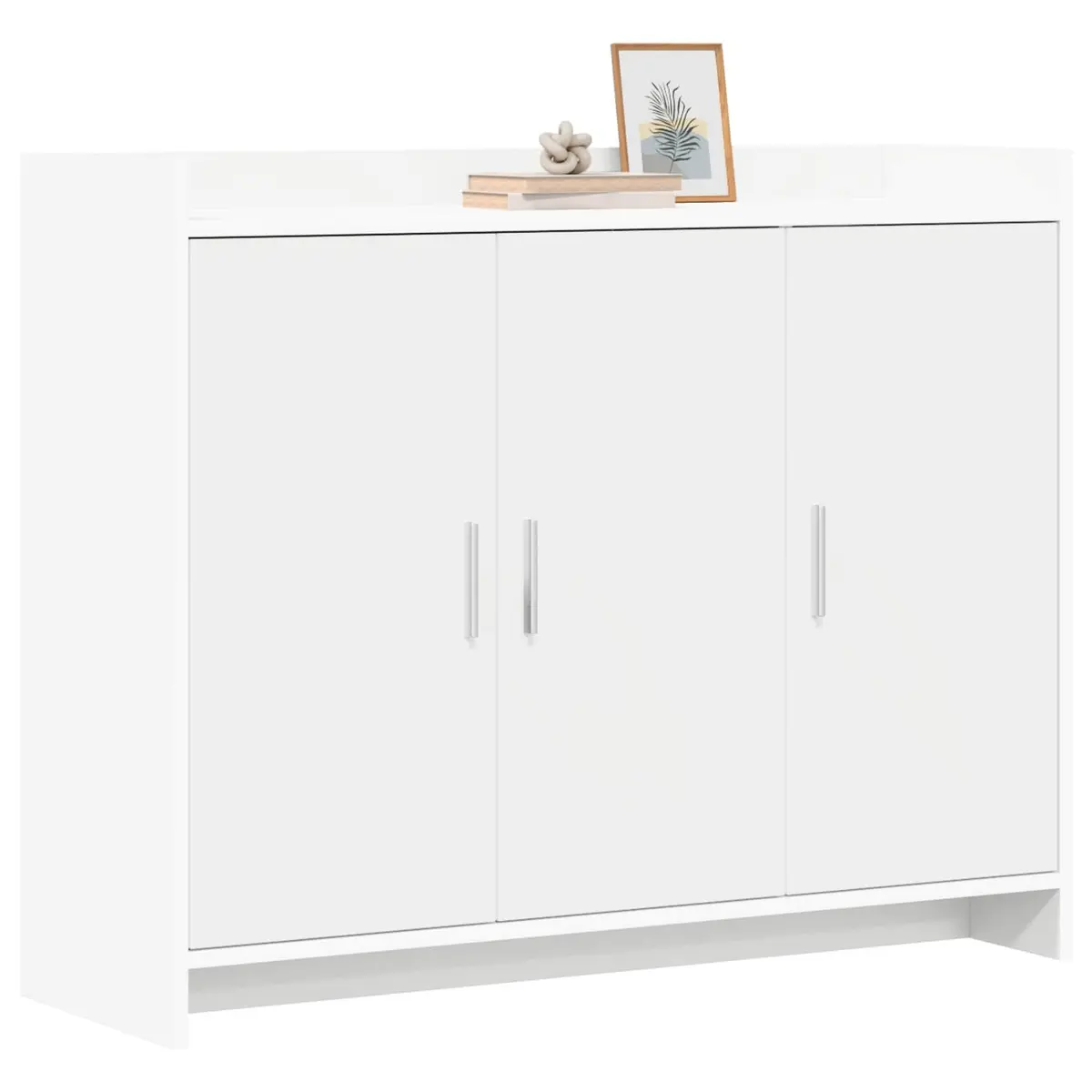 Sideboard White 98.5 x 33 x 80 cm Engineered Wood Storage Cabinet for Dining Room Hallway Furniture