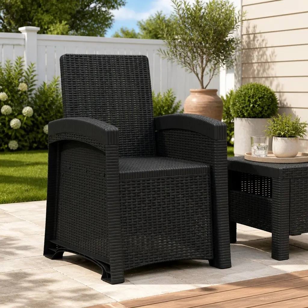 Reclining Garden Chair Anthracite 3-Position Adjustable Backrest Outdoor Patio Seating