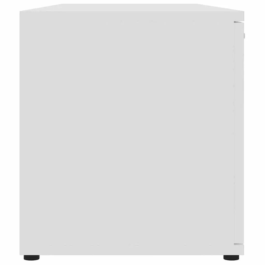 TV Cabinet 120x34x37 cm White 2 Doors 2 Open Compartments Storage Unit