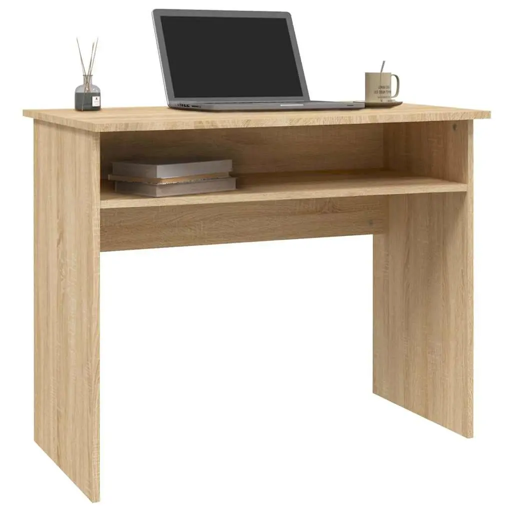 Desk 90x50x74cm Engineered Wood Brown Storage Shelf Easy to Clean