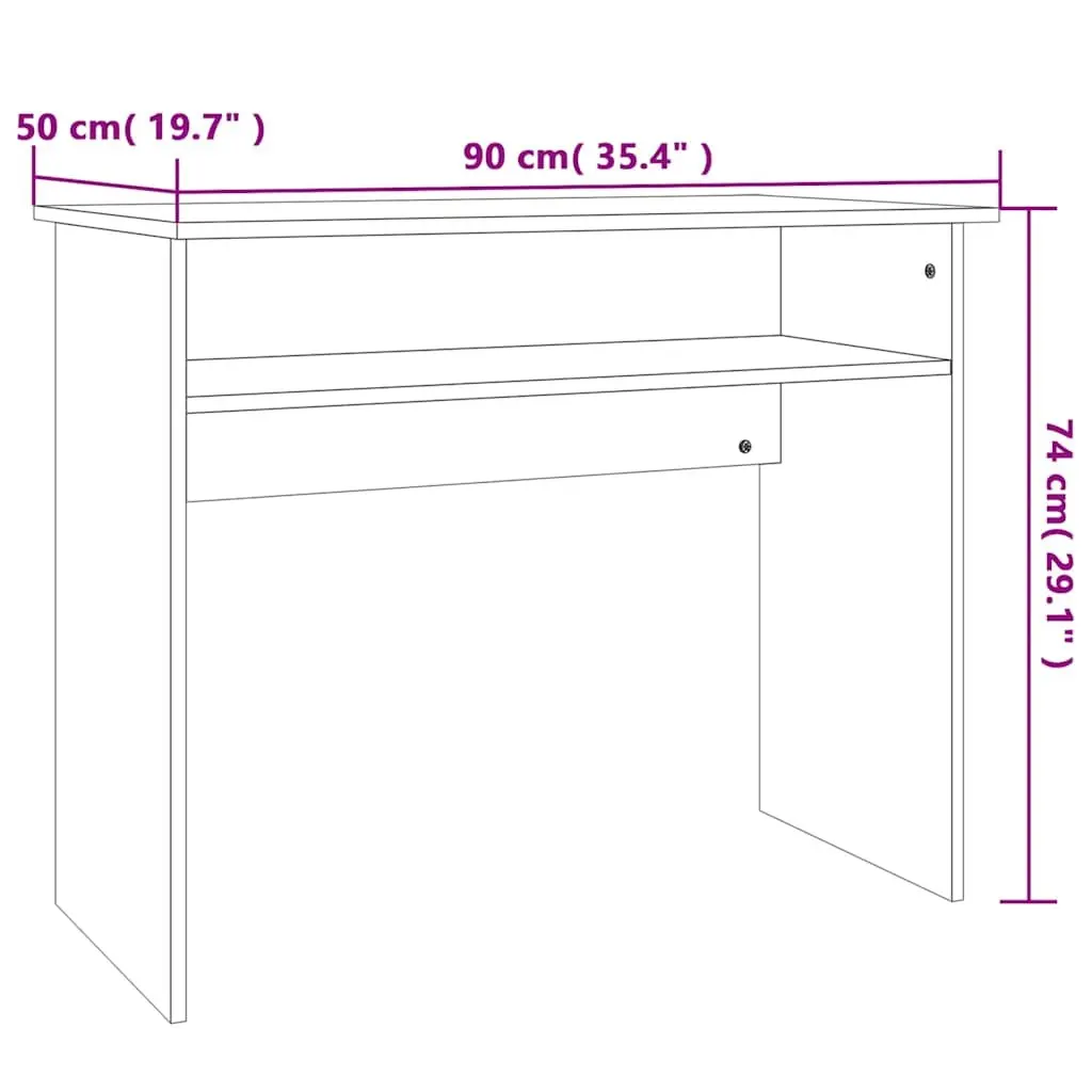 Desk 90x50x74cm Engineered Wood Brown Storage Shelf Easy to Clean
