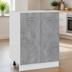Bottom Kitchen Cabinet Grey Storage Cupboard Engineered Wood Two Doors Shelves