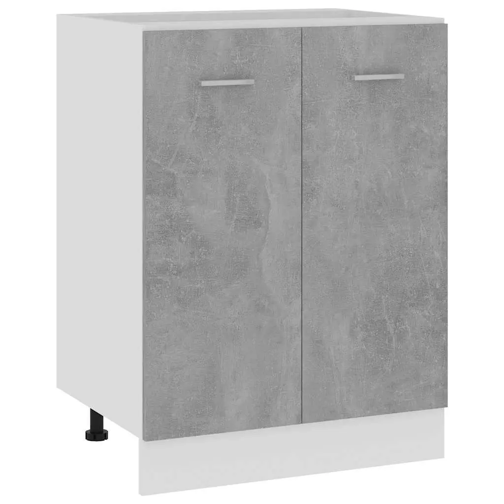 Grey Engineered Wood Bottom Cabinet with Two Doors and Shelves for Kitchen Storage and Organization