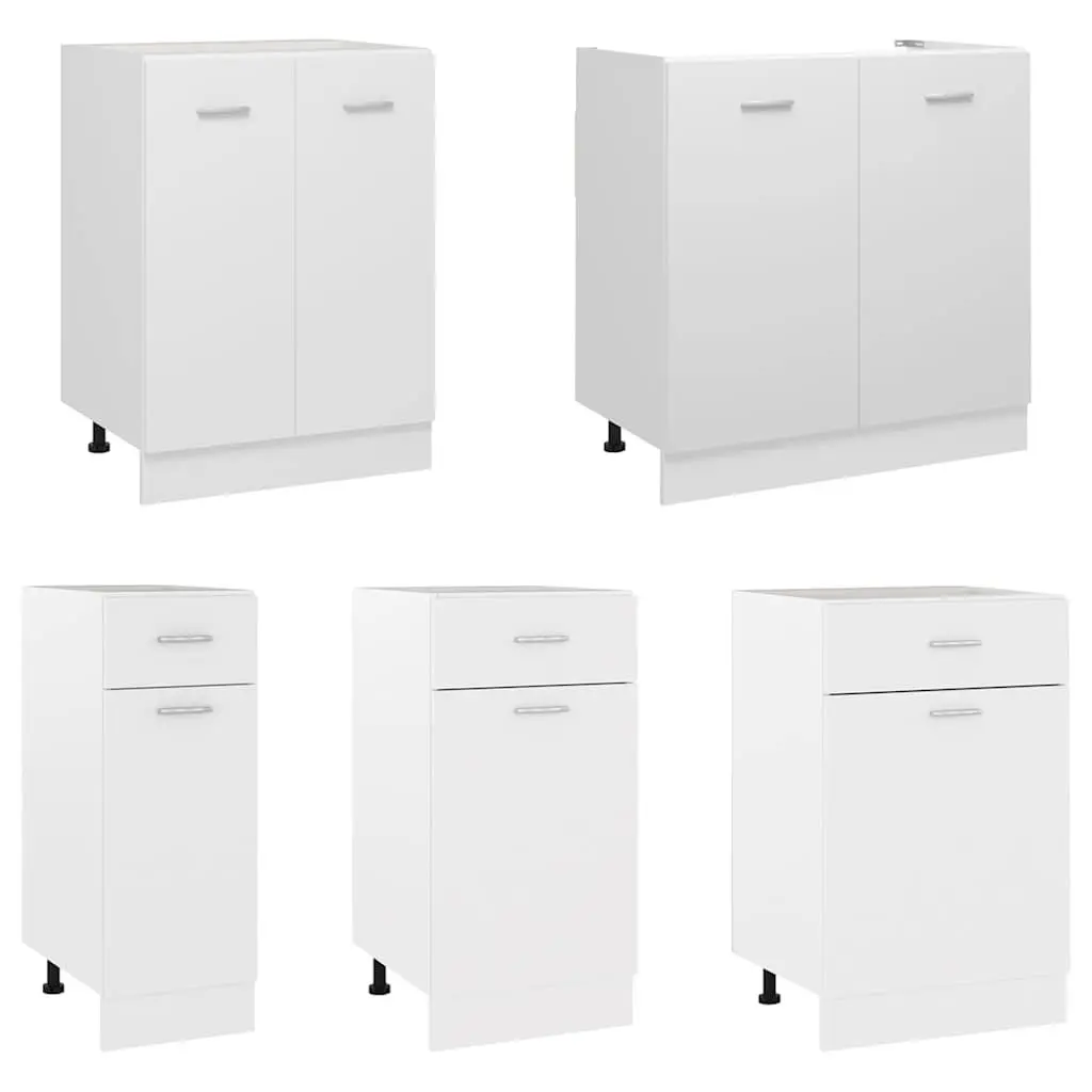 Sink Bottom Kitchen Cabinet 80cm Wide Engineered Wood Storage Organiser White