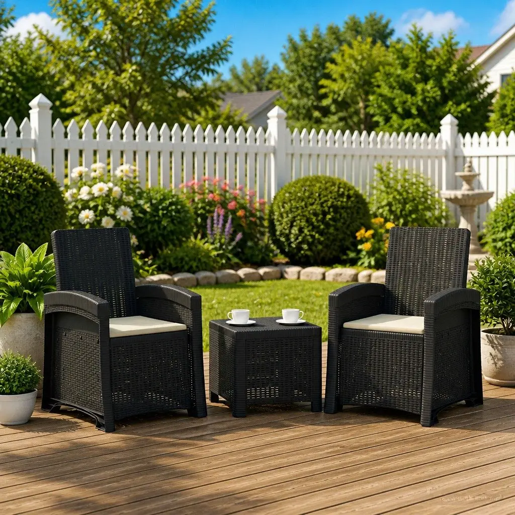 Reclining Outdoor Chair Anthracite 2 Pcs Adjustable Backrest Lightweight Garden Patio Seating