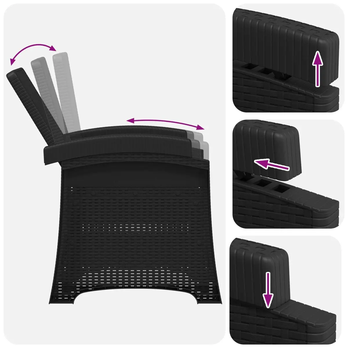 Reclining Outdoor Chair Anthracite 2 Pcs Adjustable Backrest Lightweight Garden Patio Seating