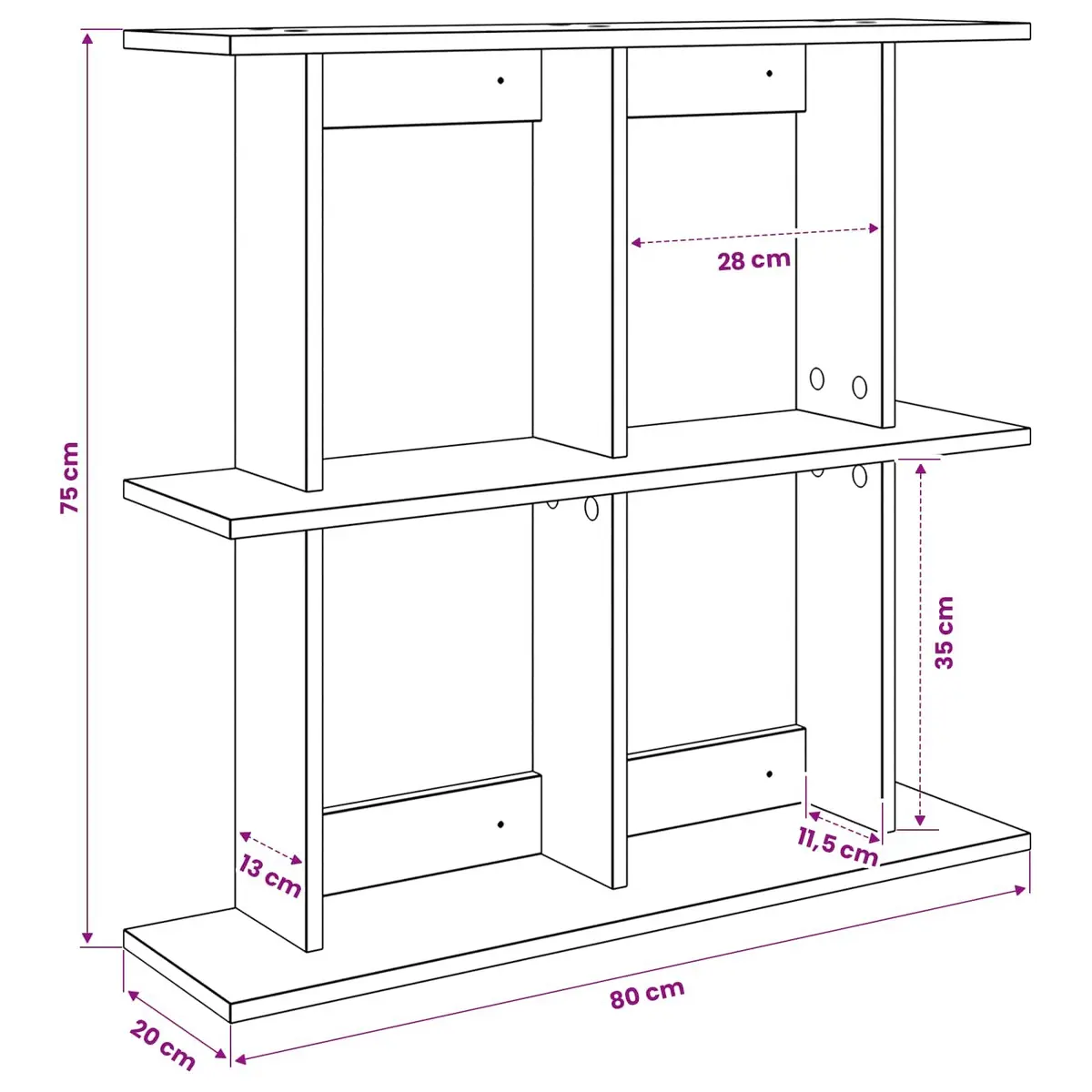 Wall Shelf 80cm Wall-Mounted Brown Sonoma Oak Storage Shelving