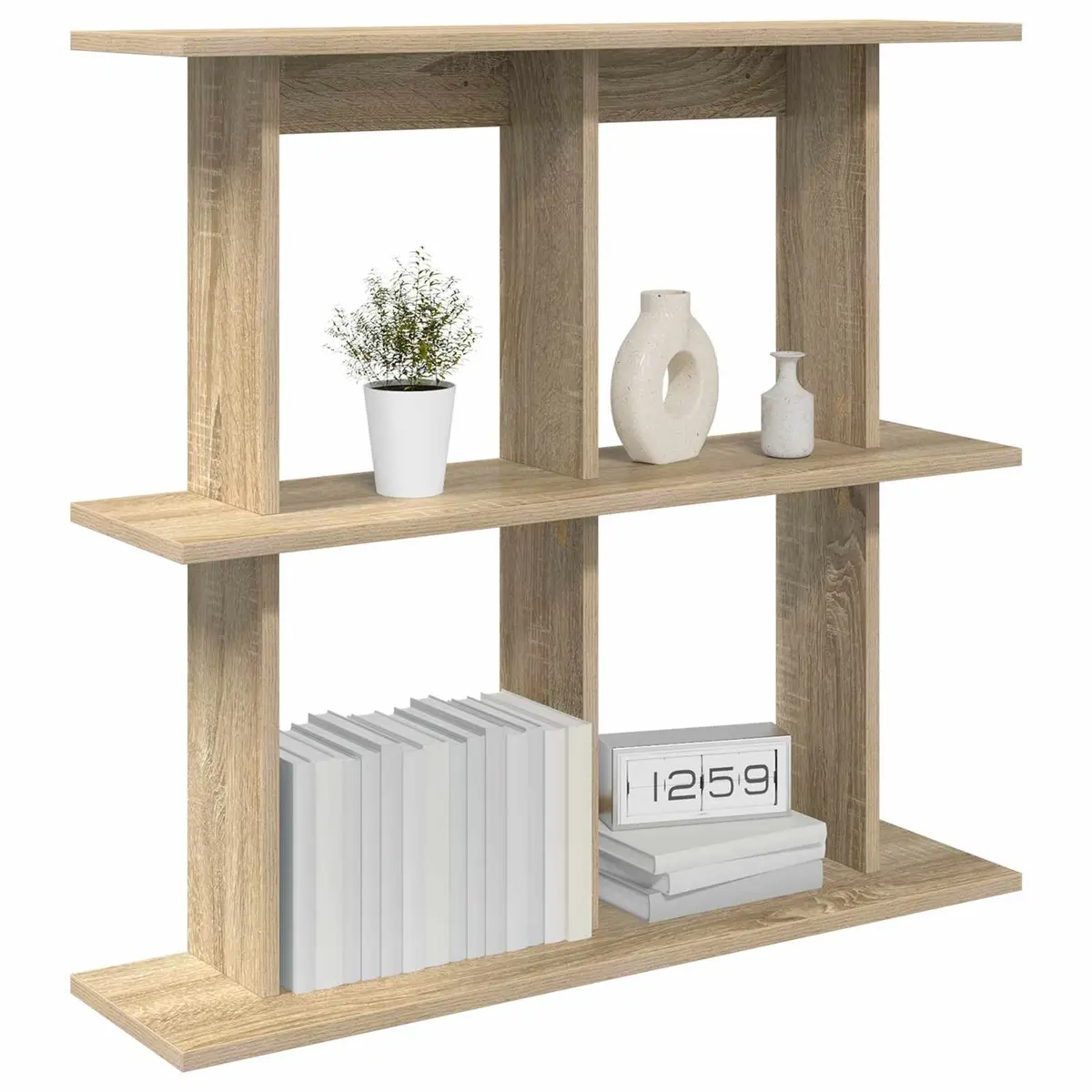 Wall Shelf 100cm Wall-Mounted Brown Modern Shelving Unit Storage Sonoma Oak