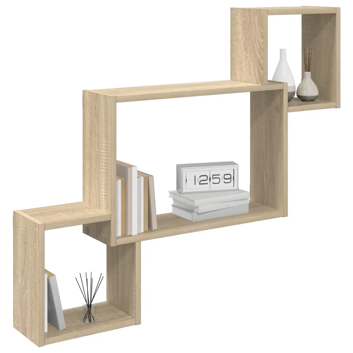 Wall Shelf Wall-Mounted Storage Sonoma Oak Brown Modern Living Room Bedroom
