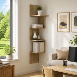 Wall Shelf Wall-Mounted Storage Brown Engineered Wood 32 x 21 x 107 cm