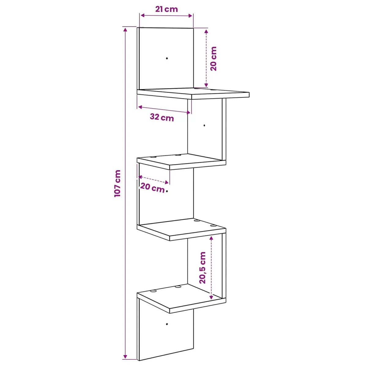 Wall Shelf 32 x 21 x 107 cm Wall-Mounted Storage Brown Engineered Wood