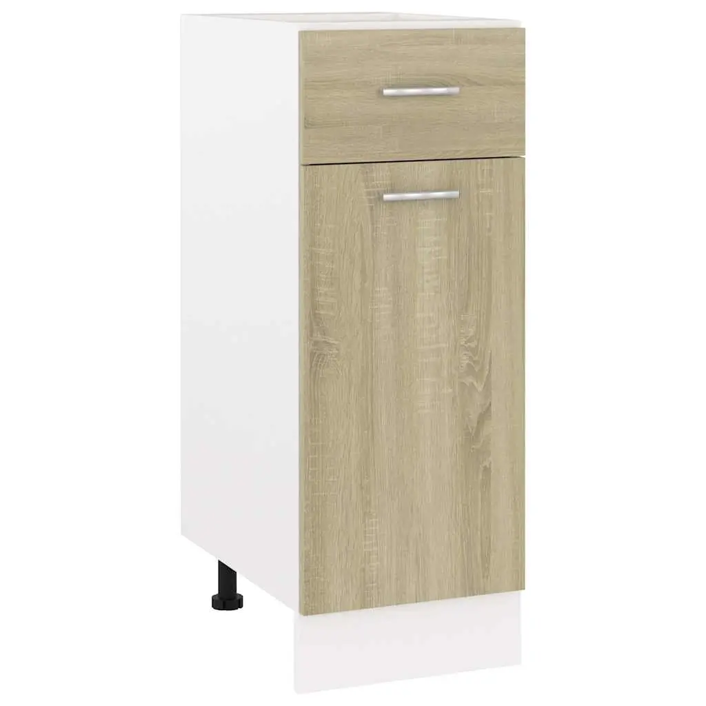 Drawer Bottom Cabinet 30W x 46D x 81.5H cm Brown Engineered Wood with Shelves and Drawer for Kitchen Storage