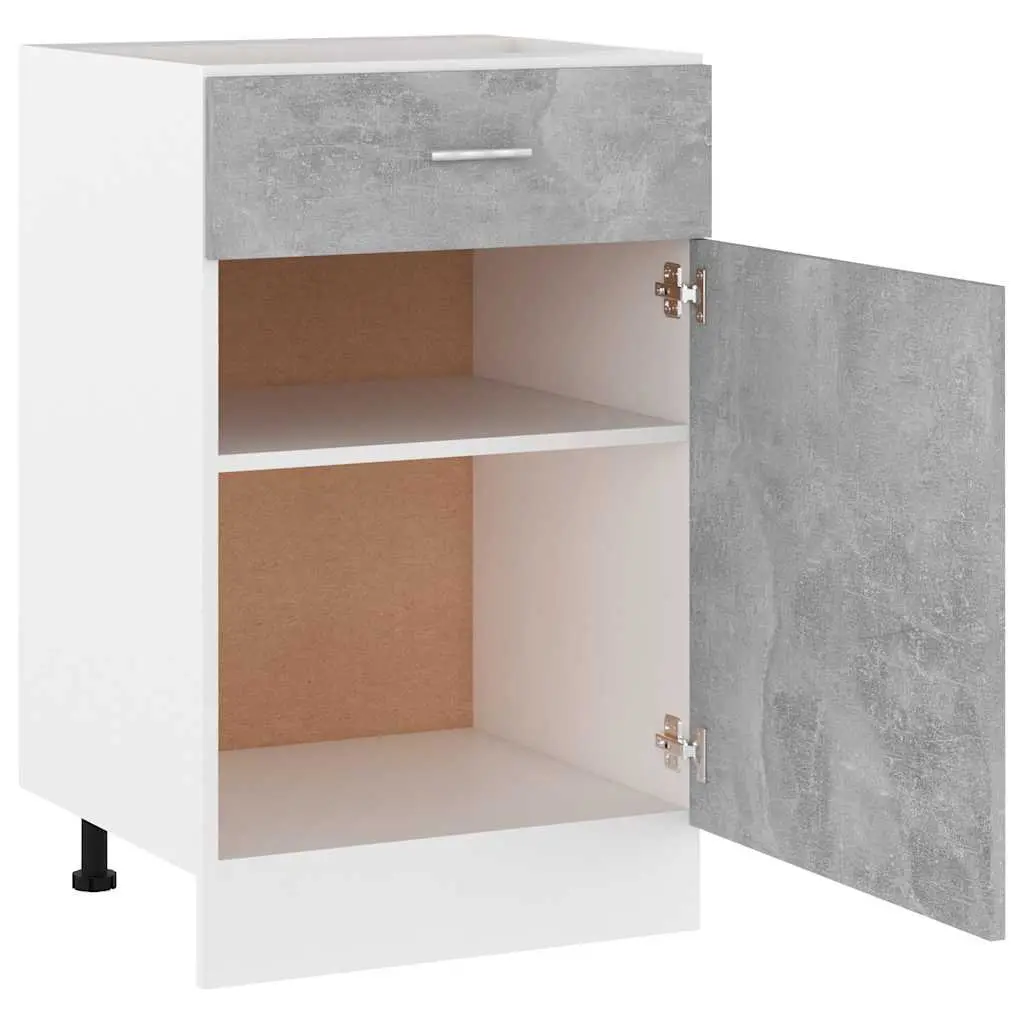 Kitchen Cabinet Grey Drawer Bottom Storage Organiser with Door and Shelves