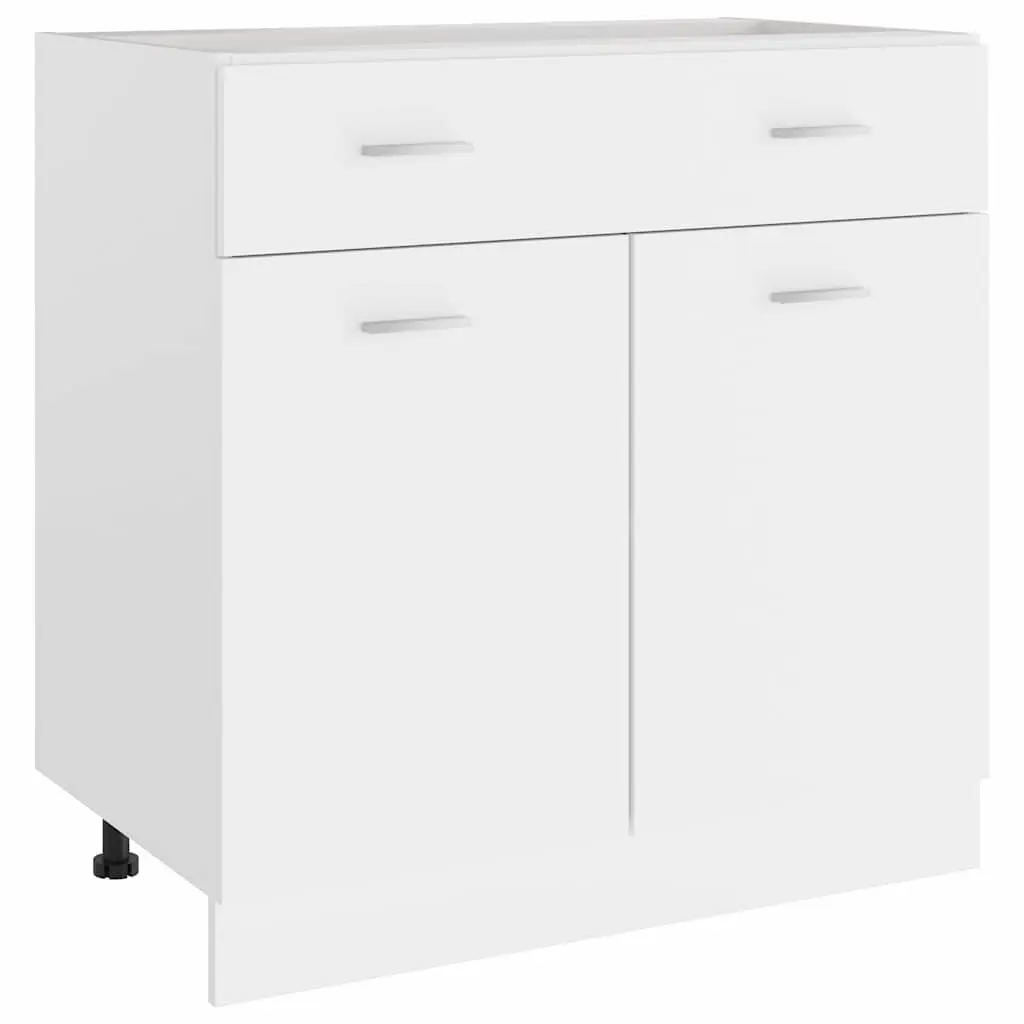 Kitchen Cabinet 80x46x81.5cm Modern Engineered White Storage Unit with Pull-Out Section and Adjustable Shelves