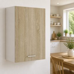 Hanging Kitchen Cabinet Brown Storage Cupboard with Door Shelves Organiser