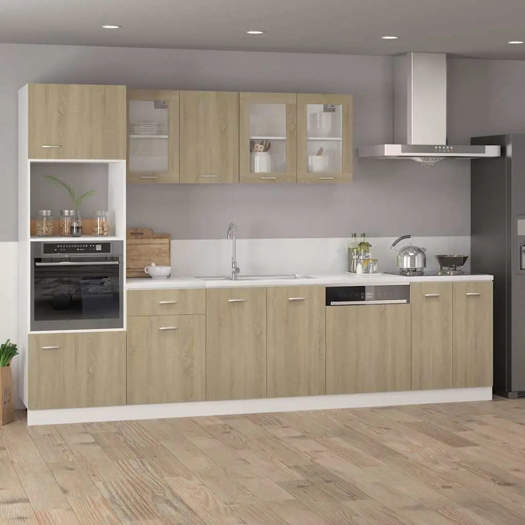 Hanging Kitchen Cabinet Brown Storage Cupboard with 2 Shelves and 1 Door