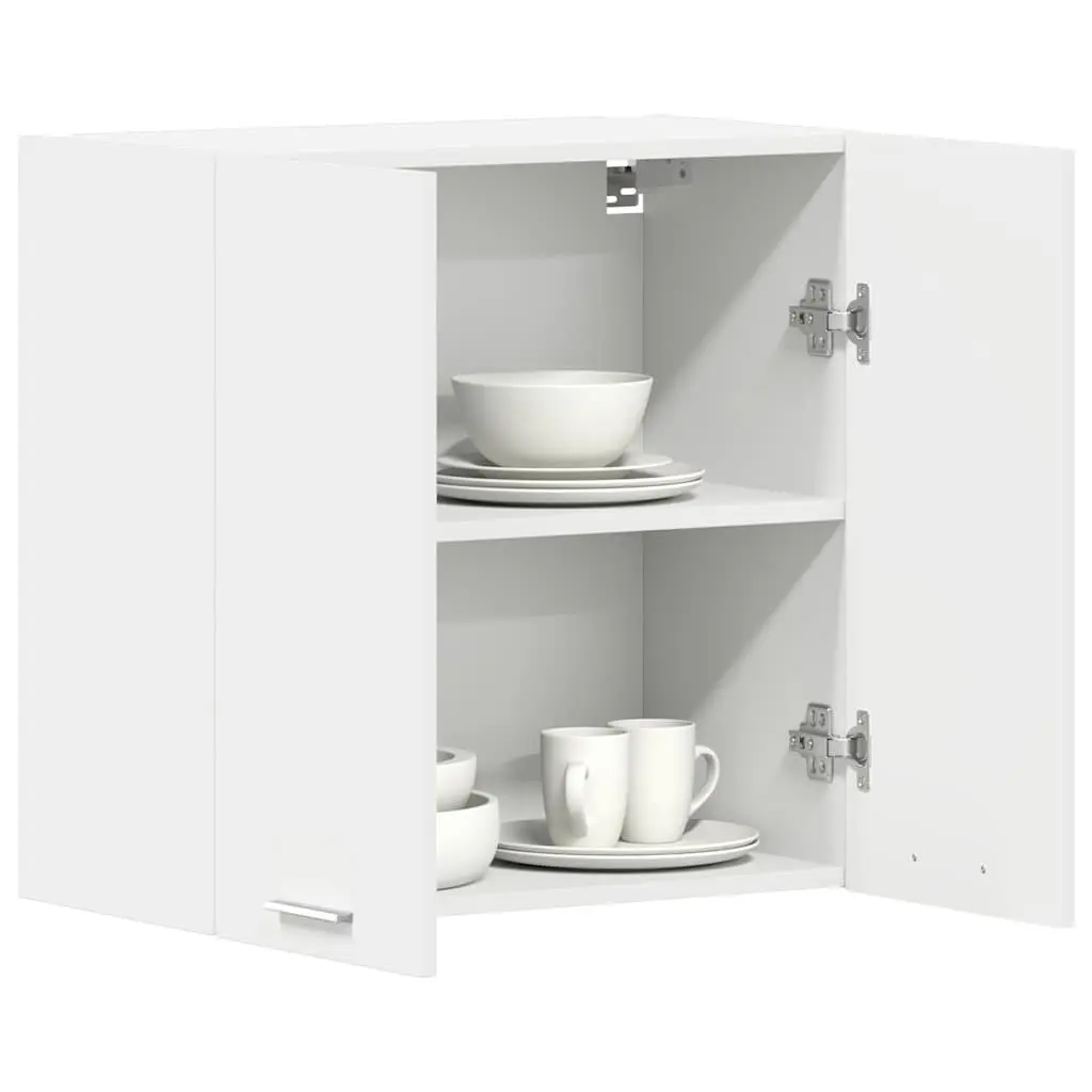 Hanging Kitchen Cabinet Wall-Mounted Storage White Engineered Wood Shelves 2 Shelves