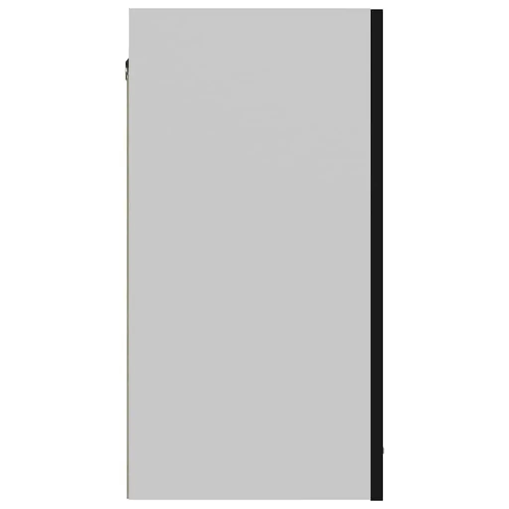Hanging Kitchen Cabinet Black Engineered Wood Two Doors with Interior Shelves