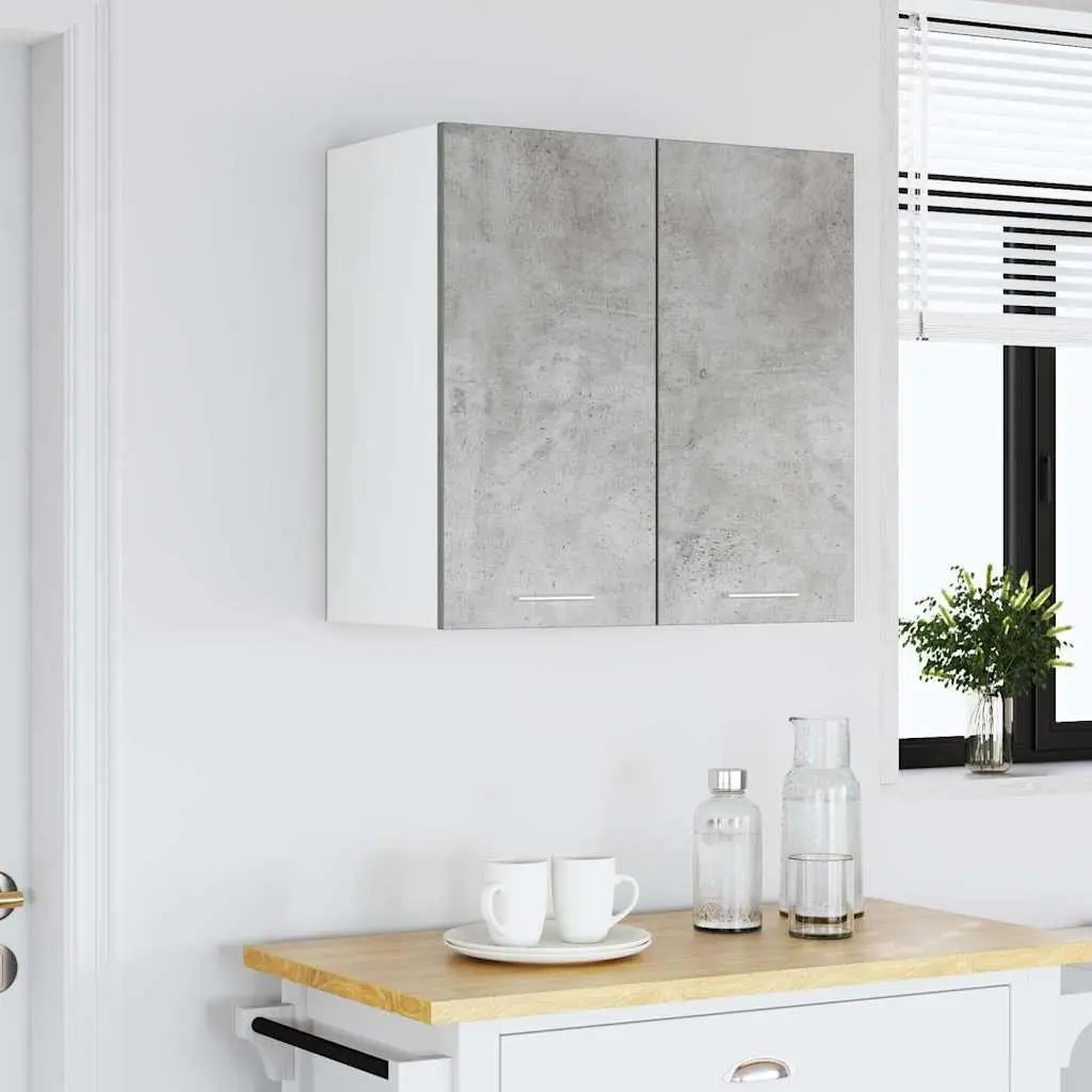 Hanging Kitchen Cabinet Grey Engineered Wood Storage Shelves with Two Internal Shelves and Two Doors