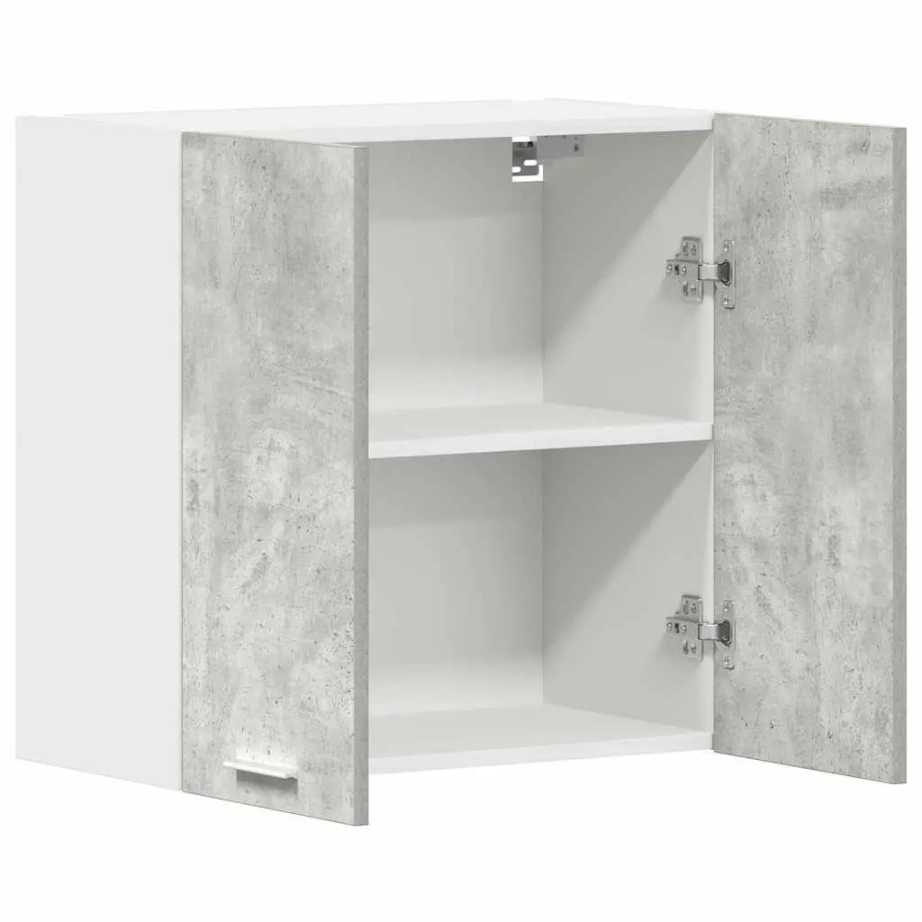 Hanging Kitchen Cabinet Grey Engineered Wood Storage Shelves with Two Internal Shelves and Two Doors