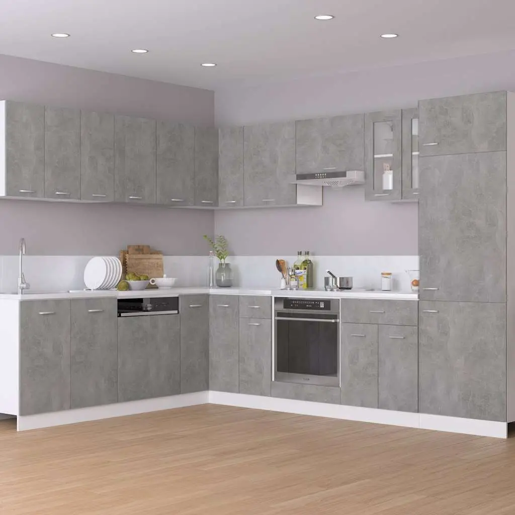 Hanging Kitchen Cabinet Grey Engineered Wood Two Doors Shelves