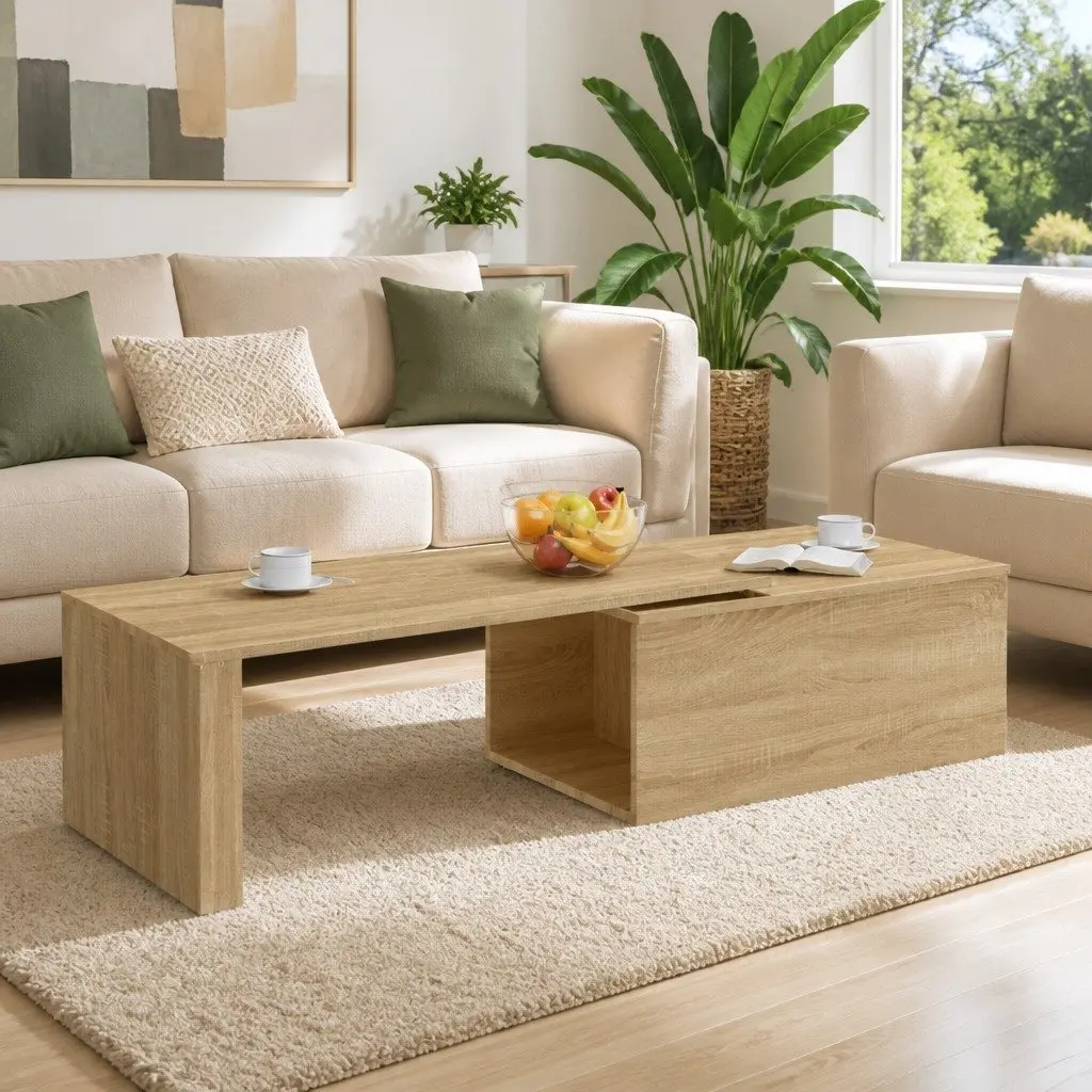 Coffee Table 150x50x35cm Brown Engineered Wood Spacious Top Surface