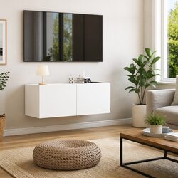White Engineered Wood TV Cabinet for a Stylish Room