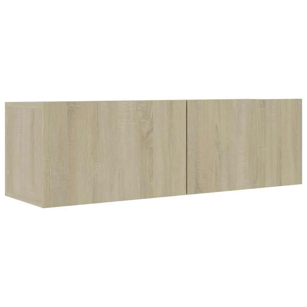 TV Cabinet Brown Wall-Mounted Living Room Media Stand 2 Storage Compartments