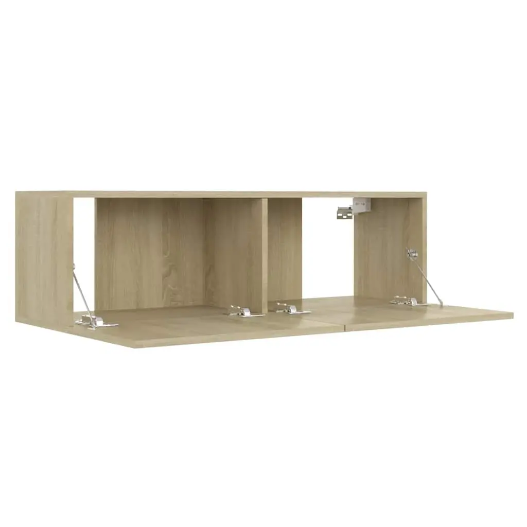 TV Cabinet Brown Wall-Mounted Living Room Media Stand 2 Storage Compartments