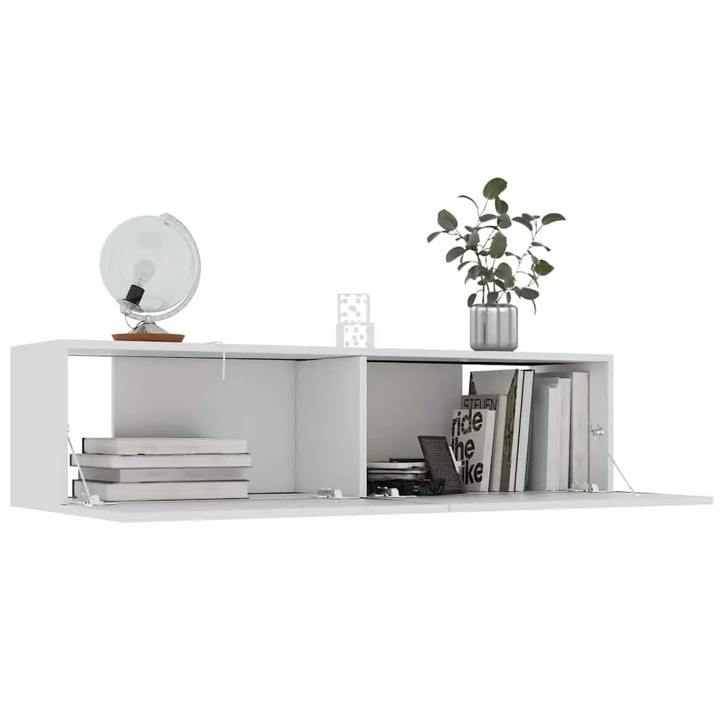 Wall-Mounted TV Cabinet 120x30x30 cm White Storage Unit Drop-Down Doors