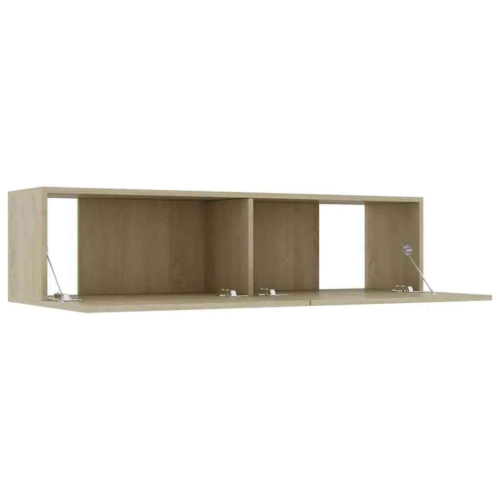 Wall-Mounted TV Cabinet 120x30x30 cm Brown Drop-Down Doors Storage Unit