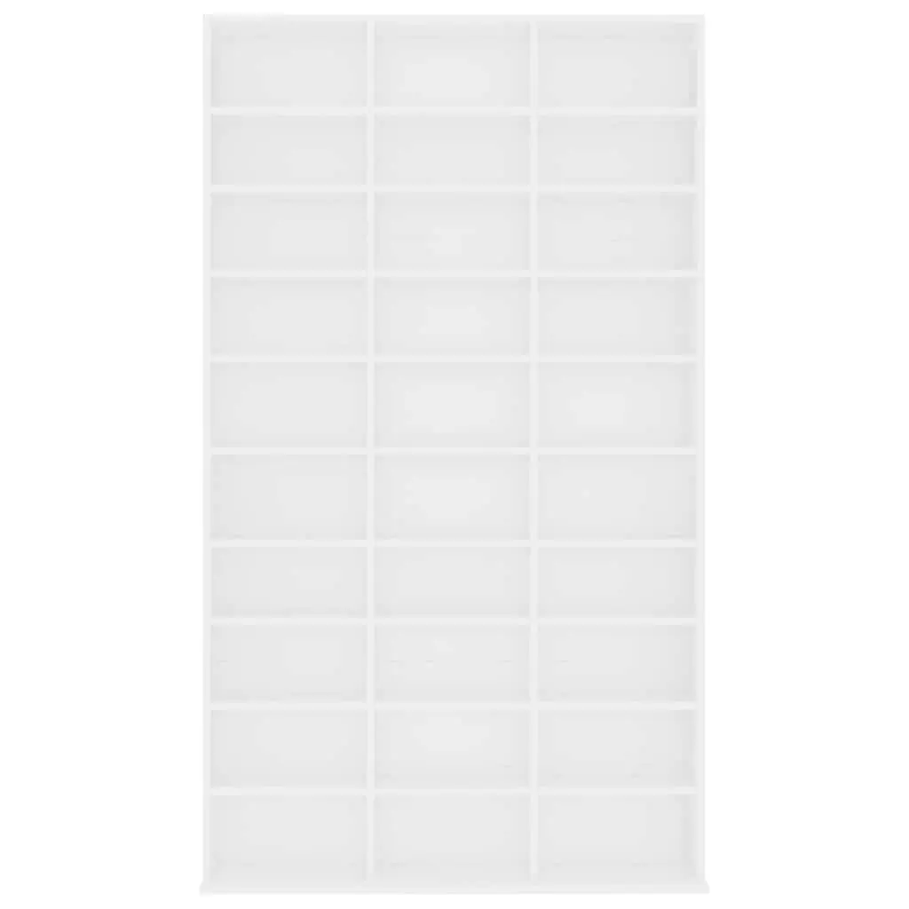 CD Cabinet White 30 Compartments Media Storage Organizer for Living Room