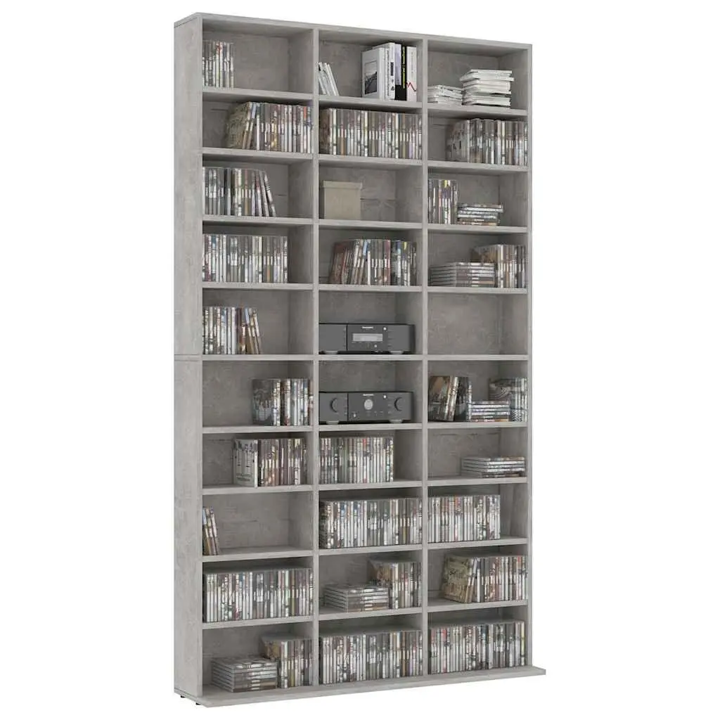 CD Cabinet Grey 30 Compartments Engineered Wood Media Storage Organiser