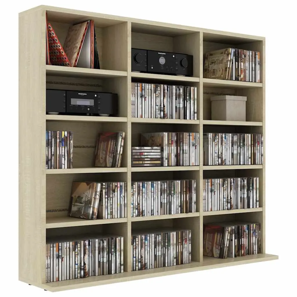 CD Cabinet 15 Open Compartments Brown Multi-Purpose Storage Organiser