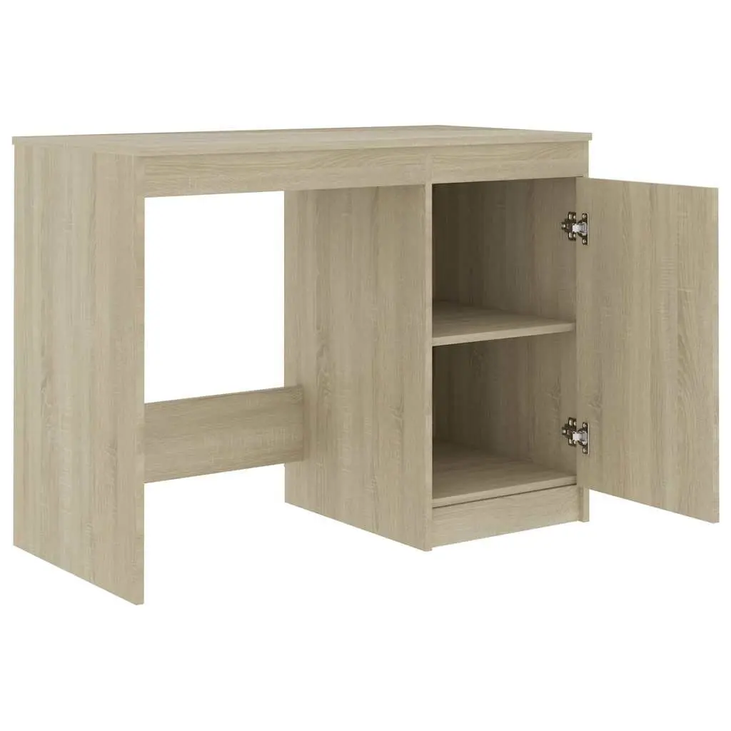 Office Desk 100 x 50 cm Brown Integrated Storage Cabinet Writing Table Study Workstation