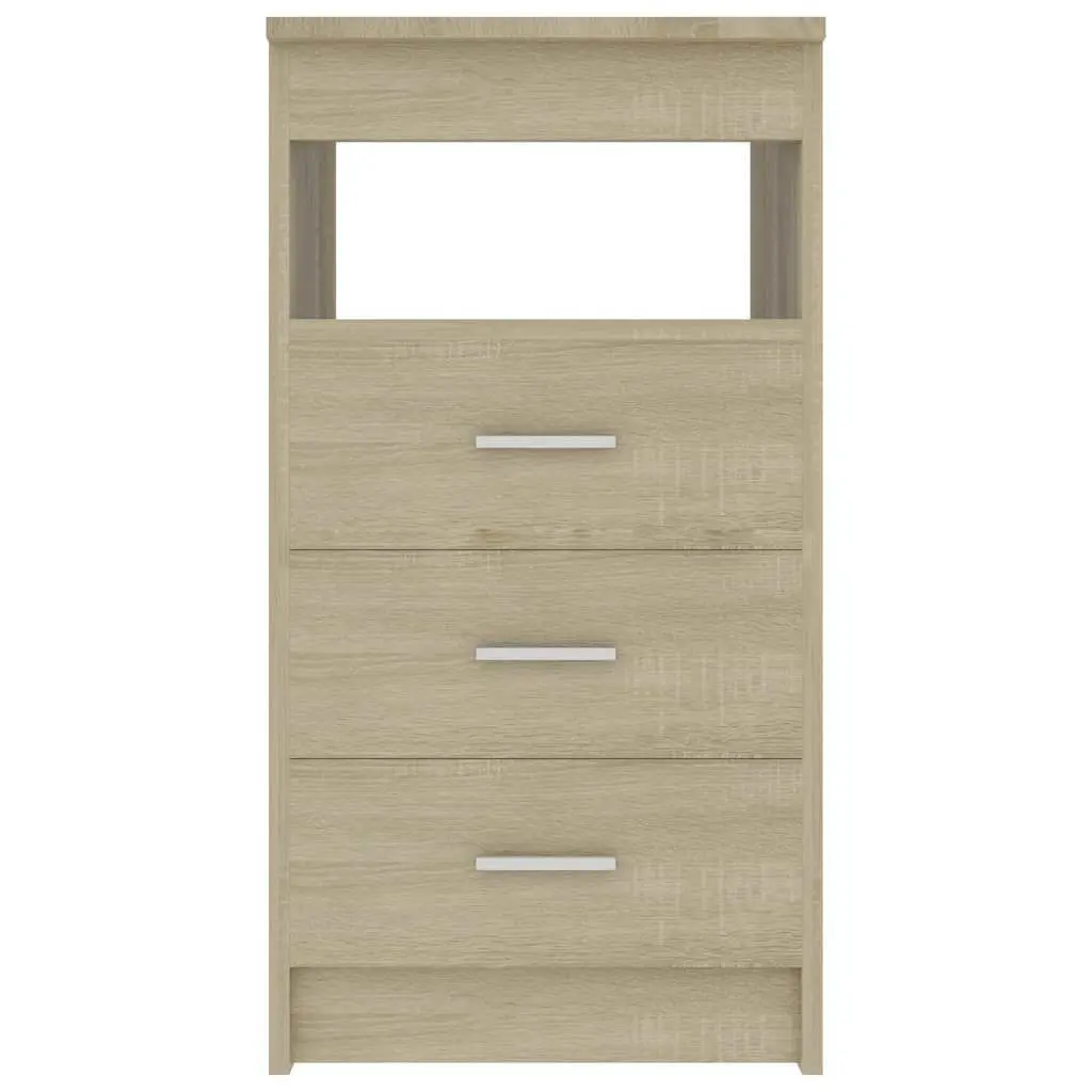 Drawer Cabinet Brown Storage Furniture 3 Drawers Open Shelf Engineered Wood