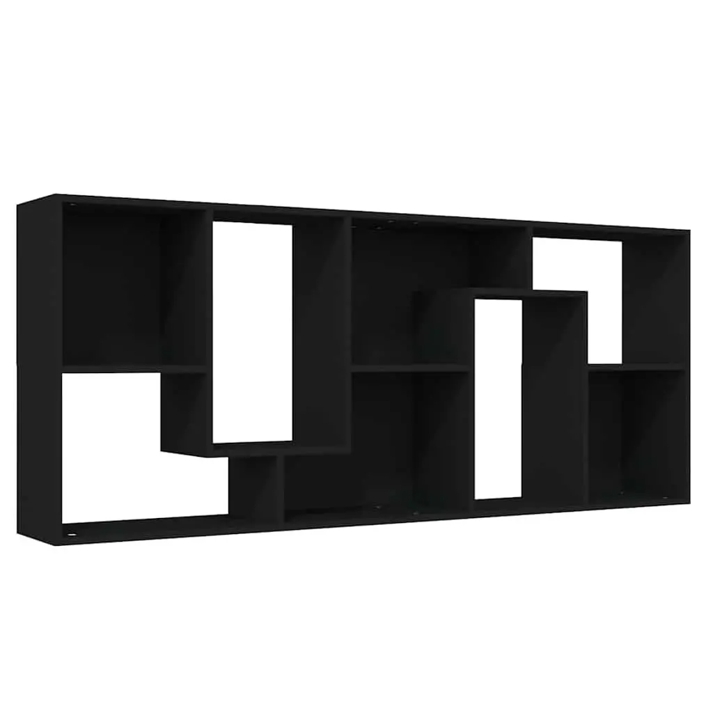 Black Book Cabinet Storage Bookcase Shelving Unit Engineered Wood 67x24x161cm