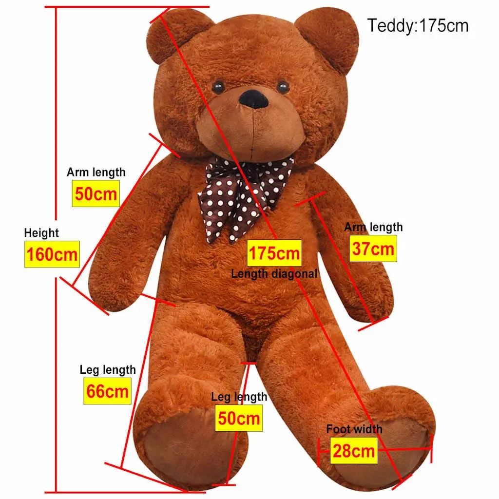 XXL Soft Plush Teddy Bear 160cm Cuddly Toy Brown Suitable for Kids and Adults